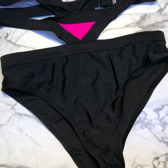 One Piece Neon Pink Bathing Suit/Body Suit - Picture 2 of 3